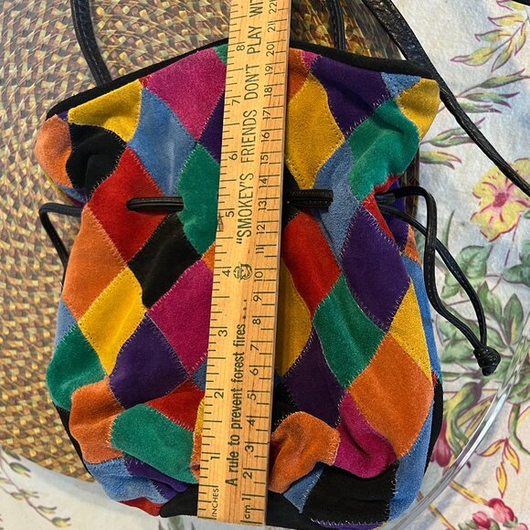 GINO Vintage 80's Suede & Leather Draw String Bucket Bag - Picture 15 of 16